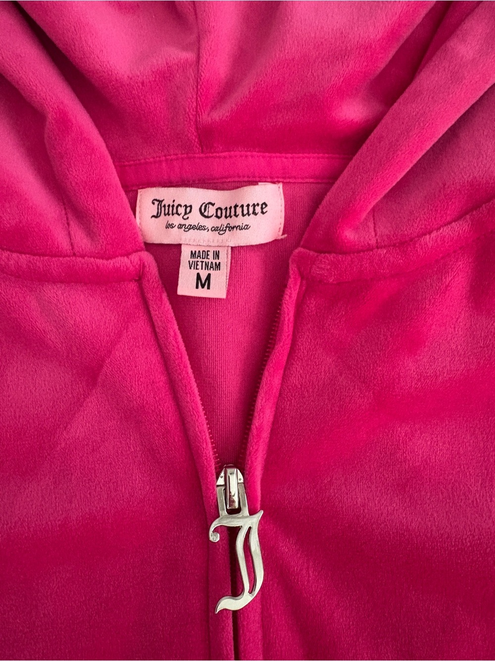 Juicy Couture Hot Pink Velour Y2K Bedazzled Zip Hoodie & Pants Set | M/XS - Picture 5 of 9